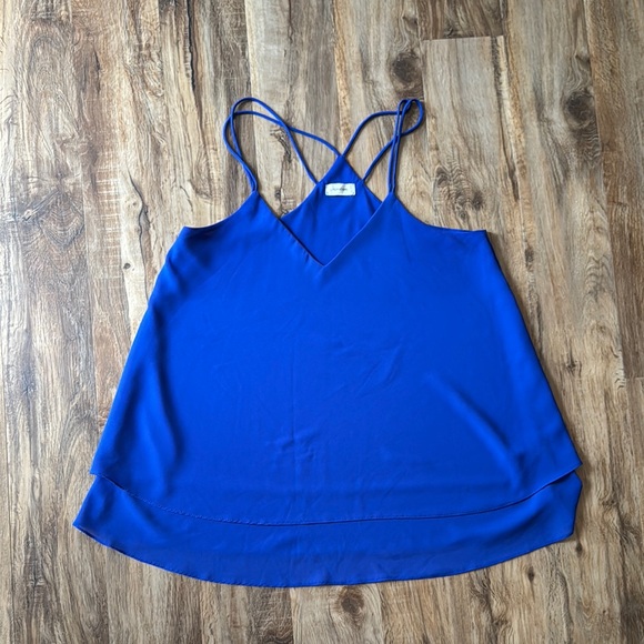 Blue Spaghetti Strap Layered Top - Picture 5 of 5